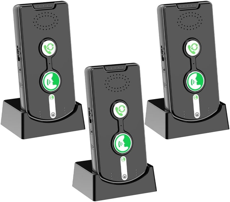 SmartTail 2 Way Intercom for Home Upgraded, Portable Wireless Intercom System for House with 5 Level Volume and Ringtones Adjustment Rechargeable for Hospital Hotel Office Business 3 Pack(Black) - Image 1